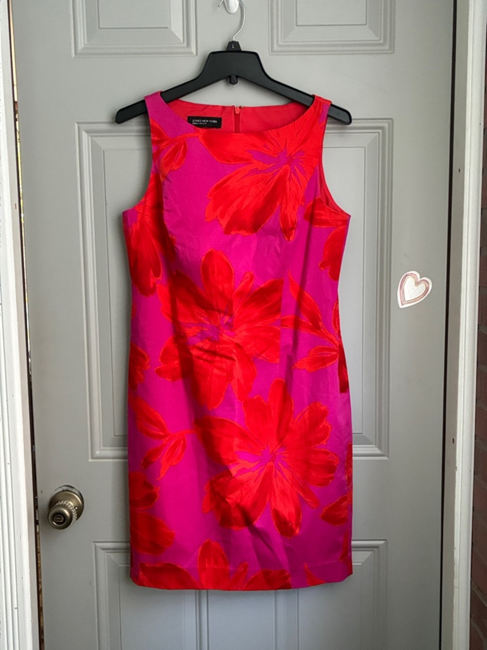 Jones New York Pink Dress with Red Floral Print